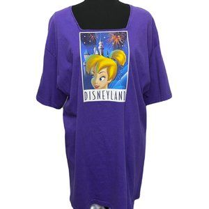 Disneyland Resort Vintage 90's Tinker Bell Square Neck Purple T-shirt Size L